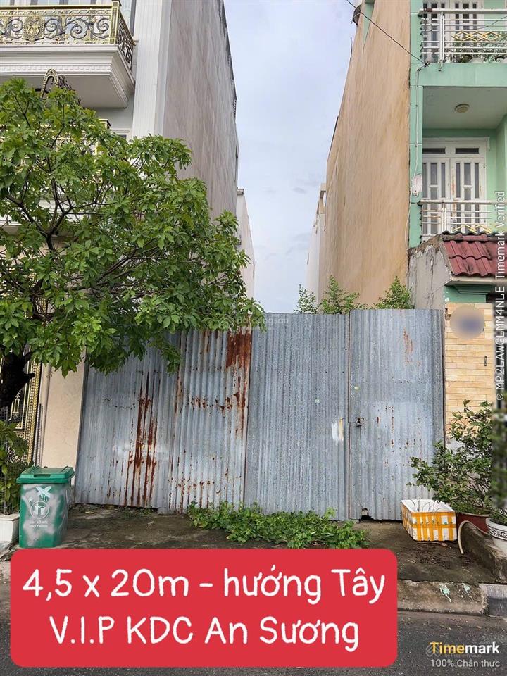 Đất mặt tiền 4.5 x 20m full thổ cư kdc an sương q12