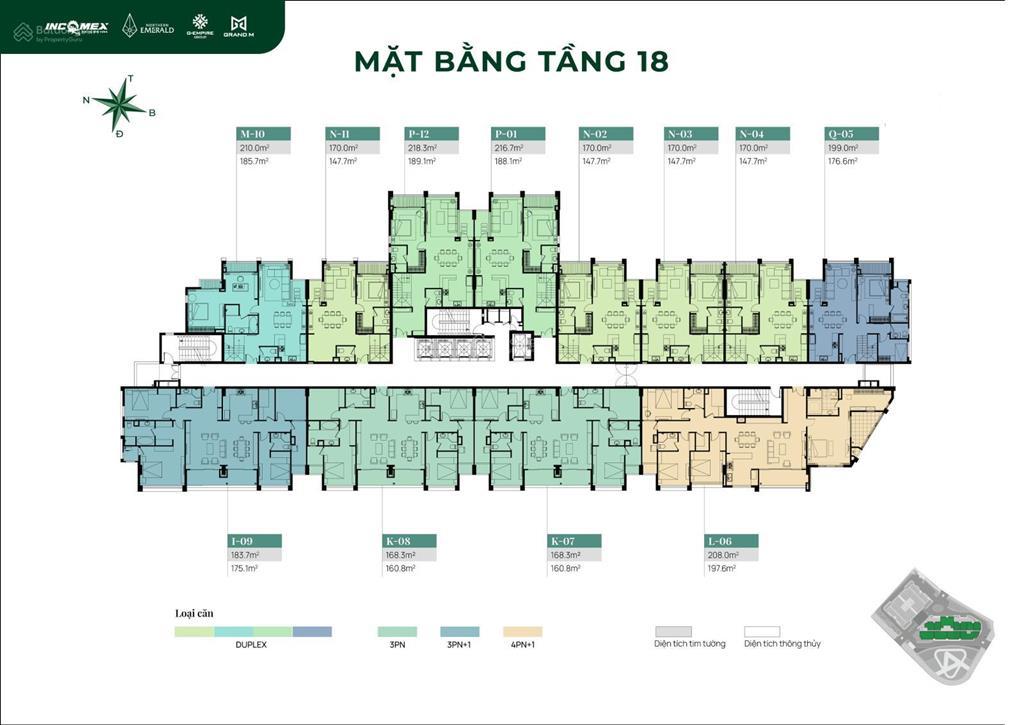 Northern emerald long biên  căn hộ cao cấp đối diện aeon mall  2pn 79,5m2