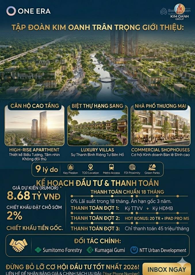 Bán shophouse one era, 8,6 tỷ, 108m2, 3pn, 4wc, p thuận giao, tp thuận an