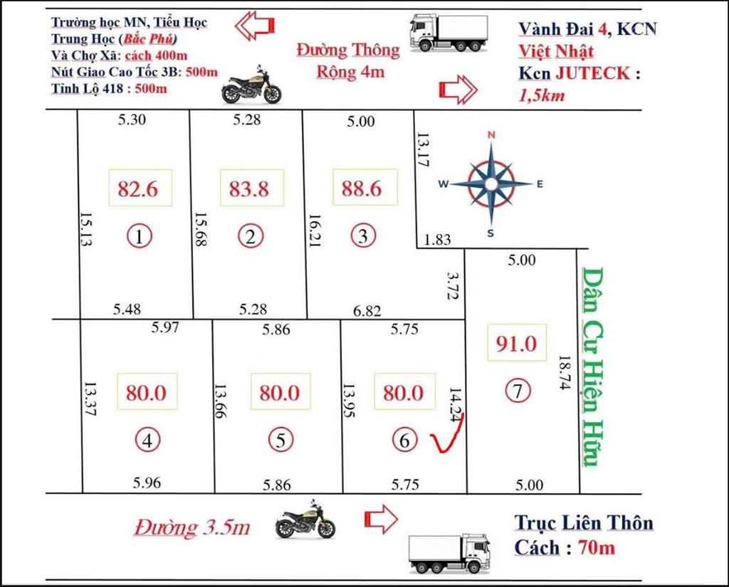 Chính chủ bán 80m² full thổ cư yên tàng, đa phúc, sóc sơn mt 5,75m, cách chợ 400m