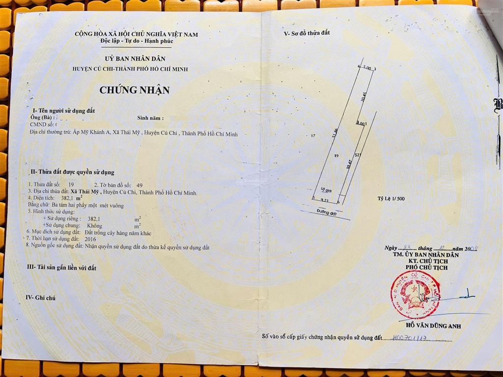 Bán đất 382m² có sẵn 200m² thổ cư ngang 9m giá 1,9 tỷ tại đường số 698 xã thái mỹ