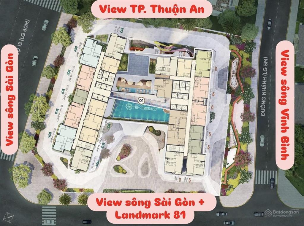 Cho thuê căn 1pn+ the emerald 68 48m nội thất cơ bản chỉ 6 triệu/tháng