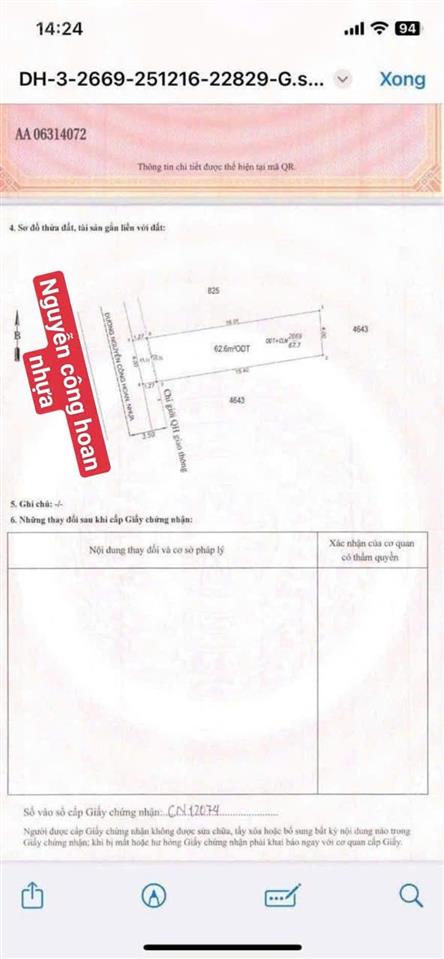 Chính chủ nhờ bán. giá 4ty440 khá mềm lô đất nguyễn công hoan. gần nguyễn hữu cảnh 50m
 vị tr