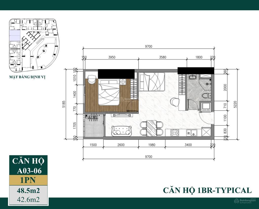 Suất nội bộ căn 1pn+ diện tích 60m2 mua trực tiếp cđt giá 2.4 tỷ
