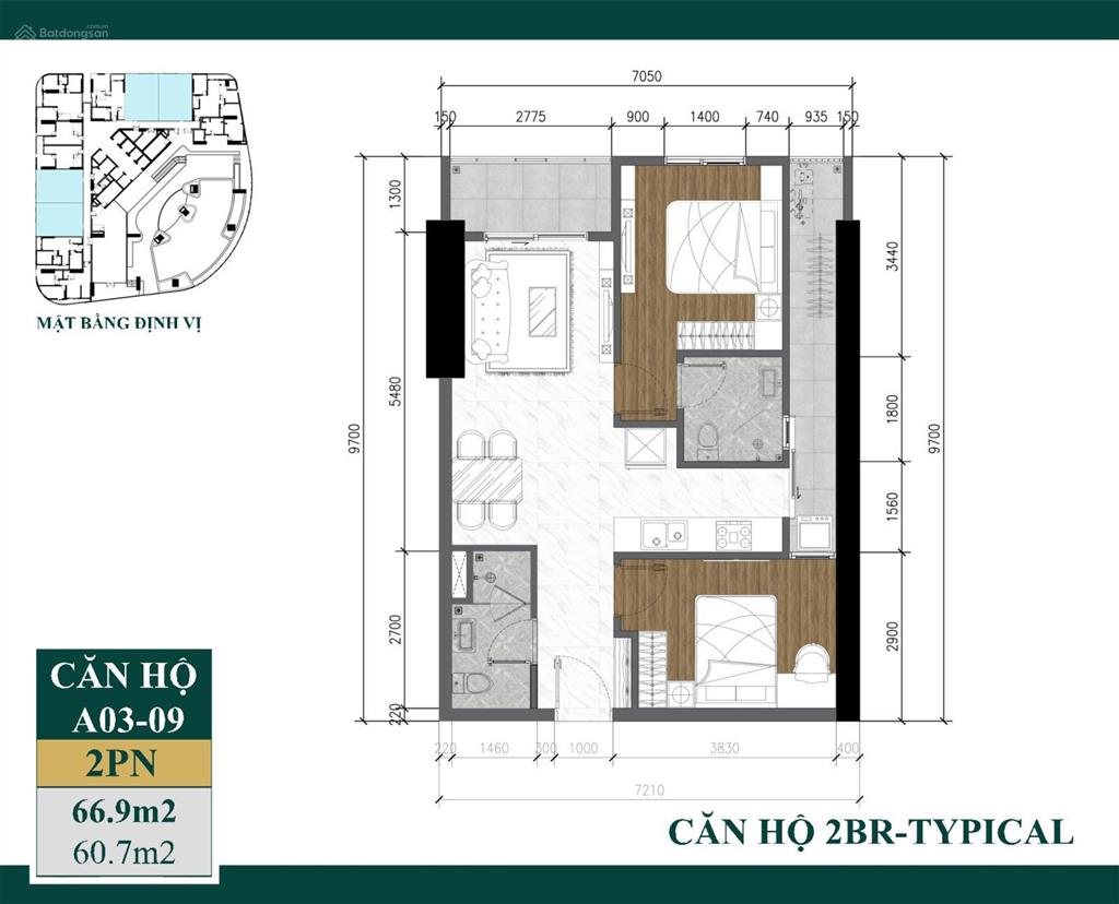 Suất nội bộ căn 1pn+ diện tích 60m2 mua trực tiếp cđt giá 2.4 tỷ