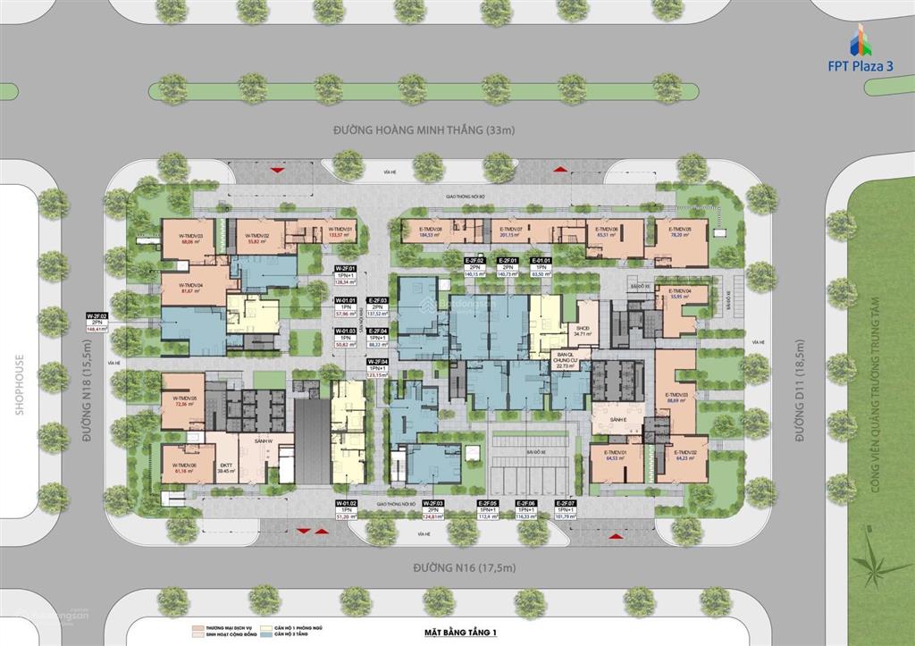 Cho thuê căn thông tầng fpt plaza 3