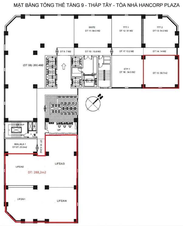 Văn phòng cho thuê hạng b tầng 9 hancorp plaza, 72 trần đăng ninh