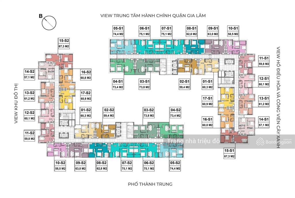 Bán cc góc vip nhất hanhomes blue star, trâu quỳ, 65 triệu / m2, 75 m2, 2pn, 2wc, view đẹp
