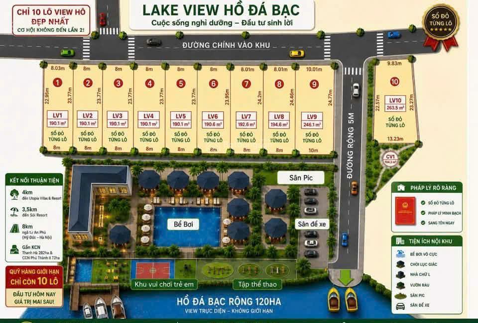 Nhỉnh 1,6 tỷ sở hữu ngay đất nghỉ dưỡng view hồ sổ đỏ full thổ cư!