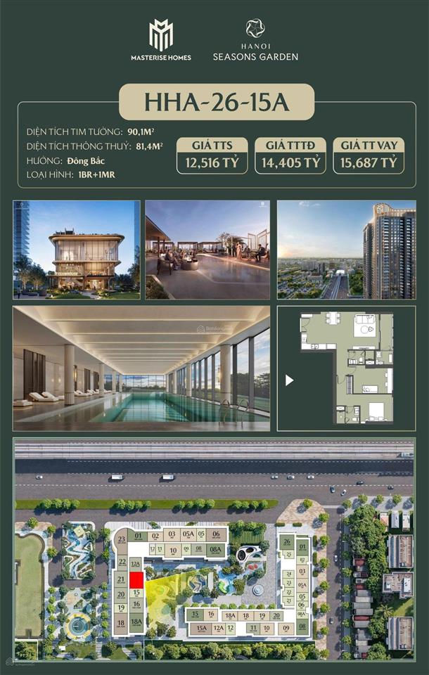 Siêu phẩm căn hướng mát nội khu tầng 26 tài lộc 2br  0996 934 ***