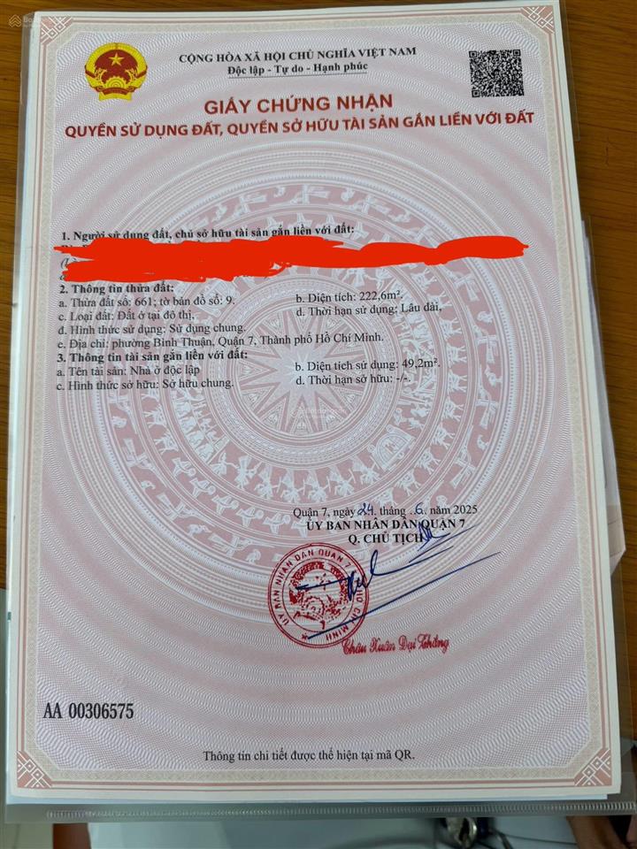 Cần bán đất diện tích lớn, hẻm 300 nguyễn văn linh, phường bình thuận, quận 7