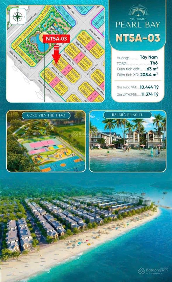 Vinhomes pearl bay nha trang  63m2  kề căn góc gần công viên  11.5 tỷ