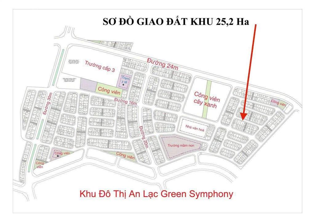 Đẹp nhất  đất khu 25,2 ha vân canh, mặt đường 30m, cạnh trường cấp 3 & công viên, vỉa hè rộng,45m2