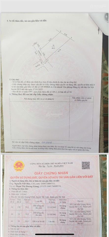 Bán đất tại thị trấn quang minh, mê linh, hà nội, giá tốt, 89,5 m2