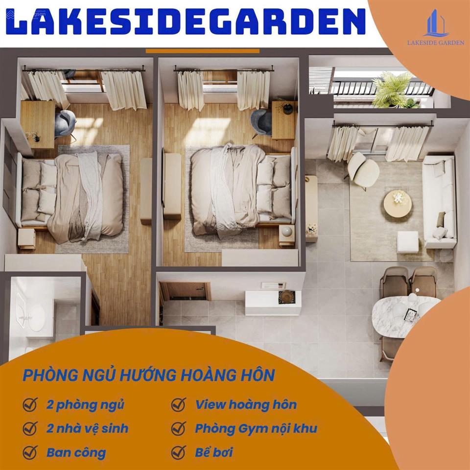 Chốt nhanh trước thềm tăng giá với 2,8 tỷ 70,7m2 2pn + 2wc chung cư lakeside garden,hải phòng