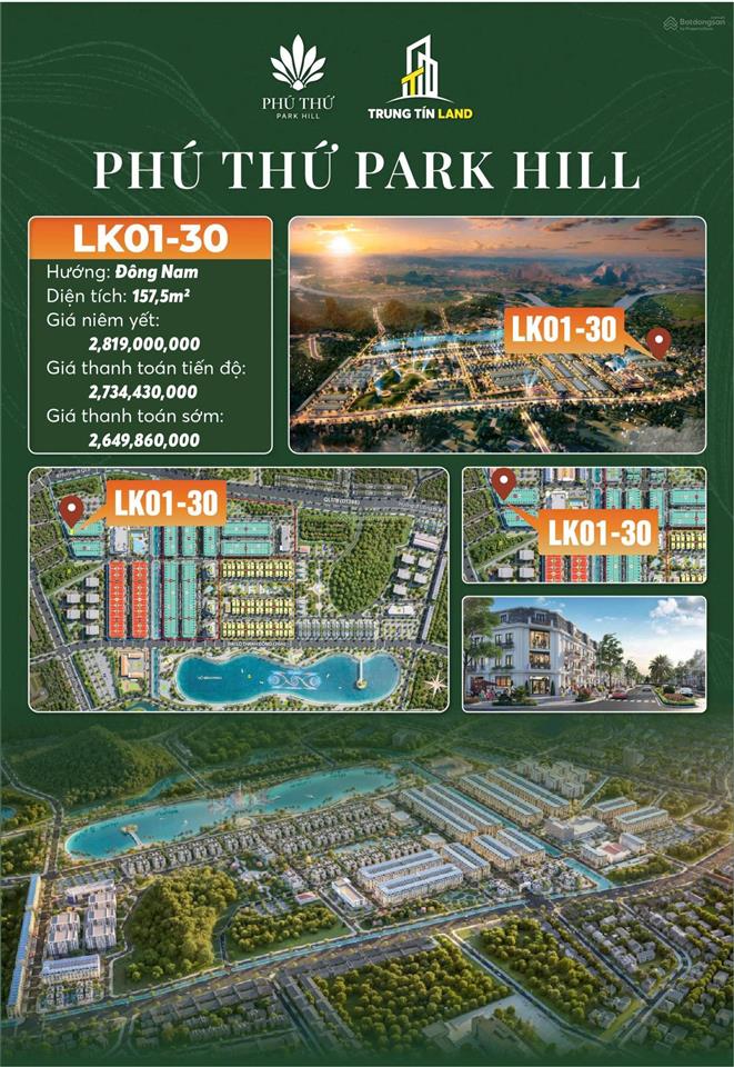 Ra hàng đất nền từ 16 triệu/m2 tại phú thứ park hill sổ đỏ từng lô