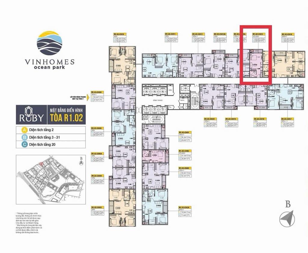 Hot! studio r1.02 chỉ 69tr/m2 tại phân khu ruby cao cấp tại vinhomes ocean park
