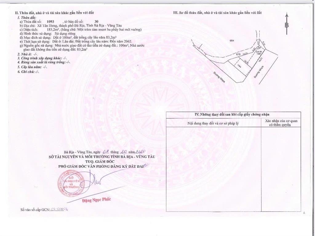 Bán lô đất đẹp mặt tiền đường rộng . xã tân hưng . mua sinh lời cao