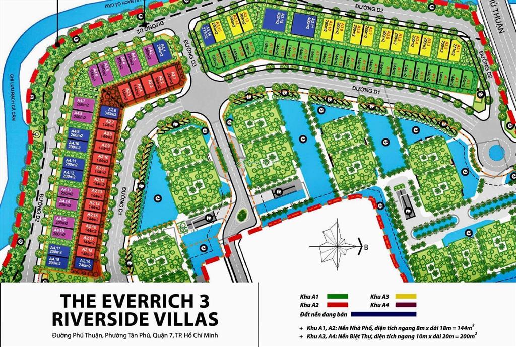 Bán gấp đất biệt thự everrich 3 8x18m (144m2) 19 tỷ, view sông lk phú mỹ hưng
