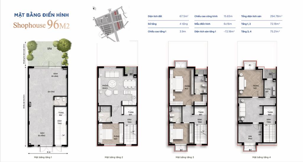 Bán shophouse 2 mặt tiền296m² sàn ôm trọn phố đi bộ sần uất 18m, có sổ đỏ