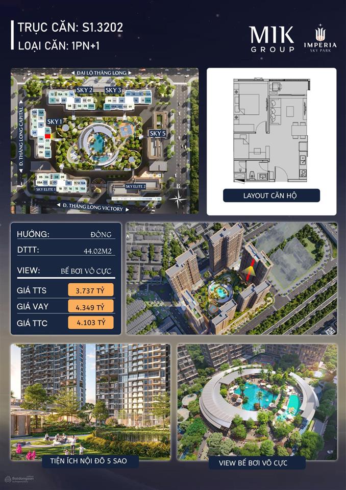 0833 938 *** bán căn 1pn + imperia sky park 44,02m2 view bể bơi vô cực giá chỉ từ 3,737 tỷ