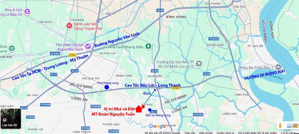 Chính chủ cần bán đất mặt tiền đường đoàn nguyễn tuấn (liền kề dự án làng đại học hưng long tphcm)