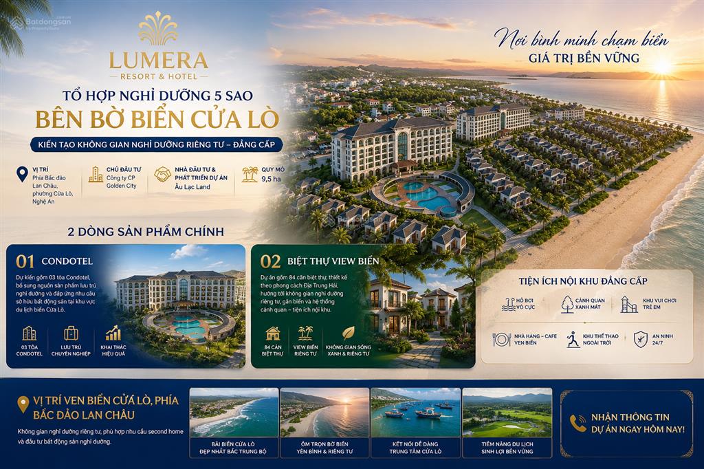 Nhận booking lumera resort & hotel cửa lò tổ hợp nghỉ dưỡng 5 sao condotel tại cửa lò