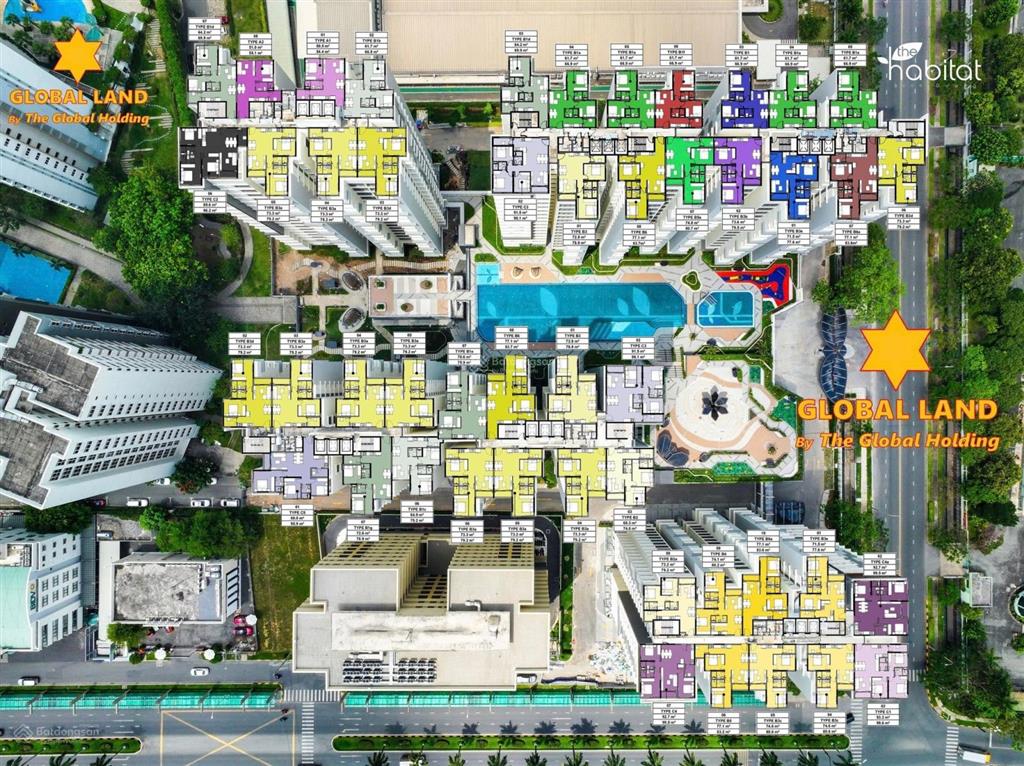 Bán gấp căn hộ tầng cao, the habitat gd 3, dt 61.7m2 thông thủy, chính chủ