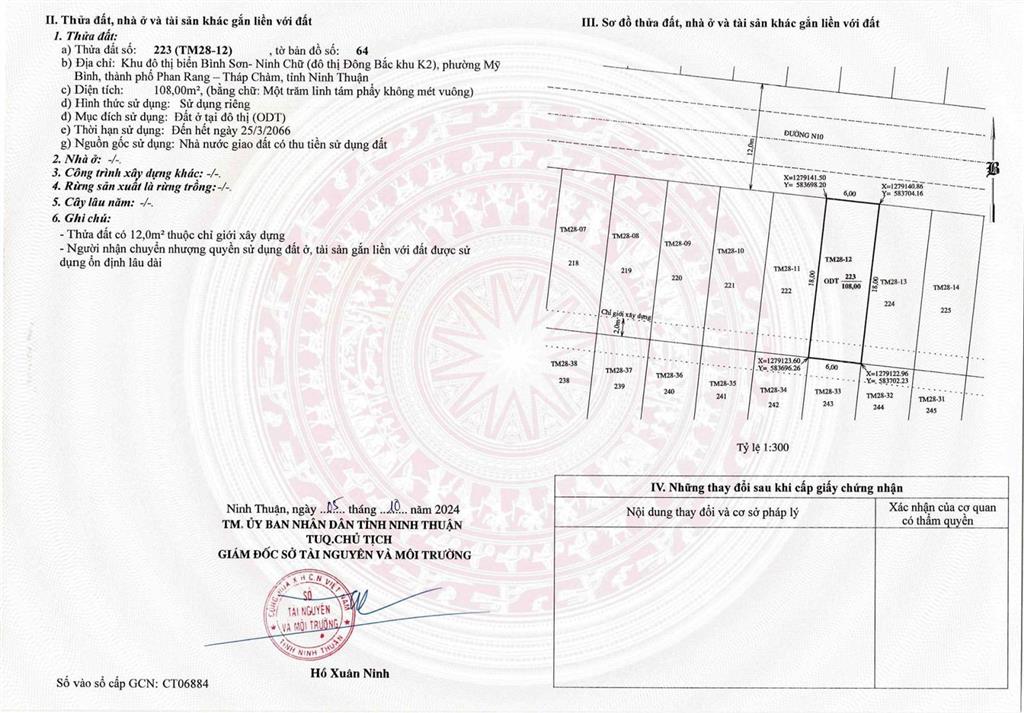 Bán lô đất full thổ cư tại khu k2 dự án bình sơn ocean park diện tích 108m2 giá chỉ hơn 3 tỷ