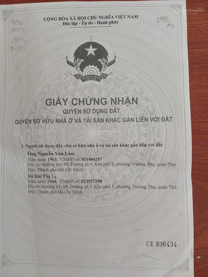Bán đất giá rẻ 100% thổ cư ở trường thọ