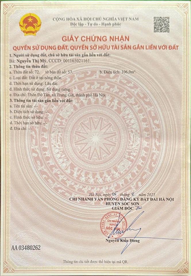 106m2 đất đô tân trung giã, sóc sơn | giá chỉ 9tr/m2 lô đẹp