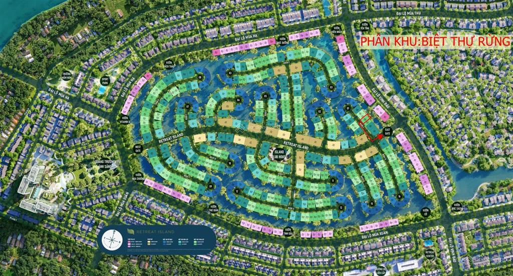 Chuyển nhượng (biệt thự đảo song lập 200m²)  gần cổng chính, đại lộ, club house, biệt thự rừng