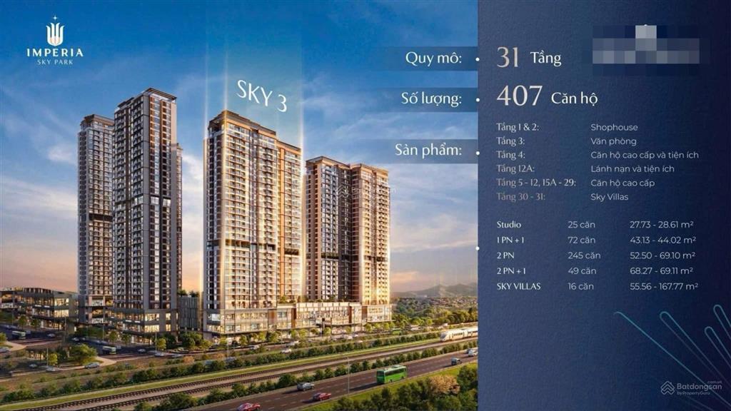 Bảng hàng imperia sky park (căn studio, 1pn, 2pn, 3pn) toà s1,s2, sky elite