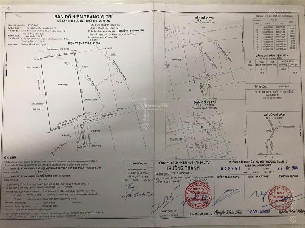 Bán đất hẻm ô tô đường thạnh lộc 56 gần sông sài gòn, dt 1057m2, gặp chính chủ