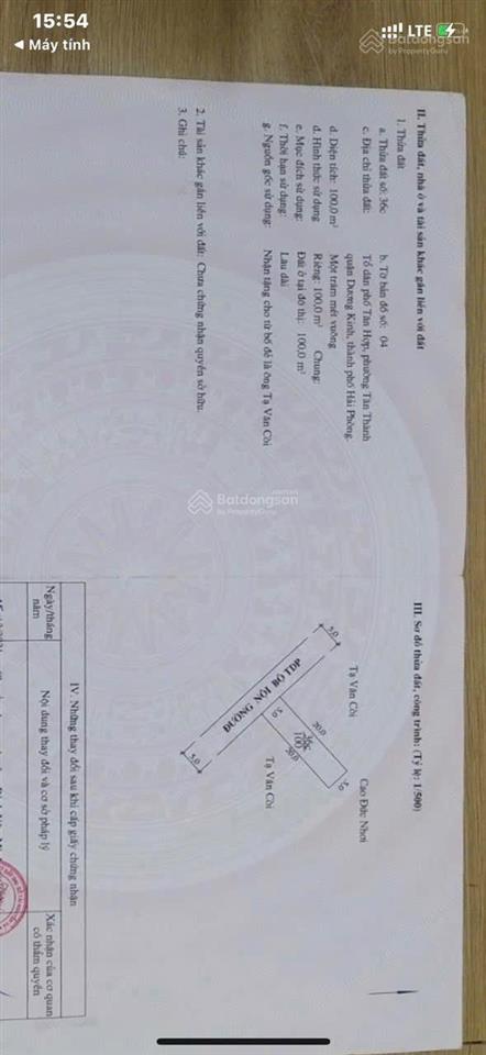 Chủ gửi bán đất tân thành dương kinh diện tích  100m2 ngang 5 nằm trên trục đường ngõ 5m đan