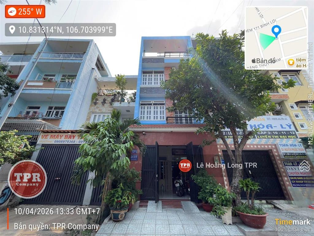 Rẻ nhất khu vực bình lợiđặng thùy trâm. nhà 4 tầng view công viên, cn 110m2 vuông vức ôtô vào nhà