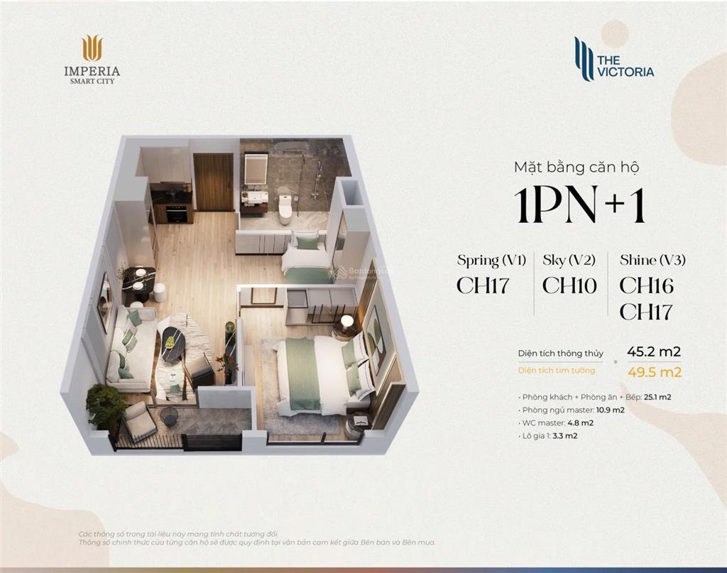 Chính chủ cần tiền bán lỗ 200tr vào hđmb căn 1pn + 1 45m2