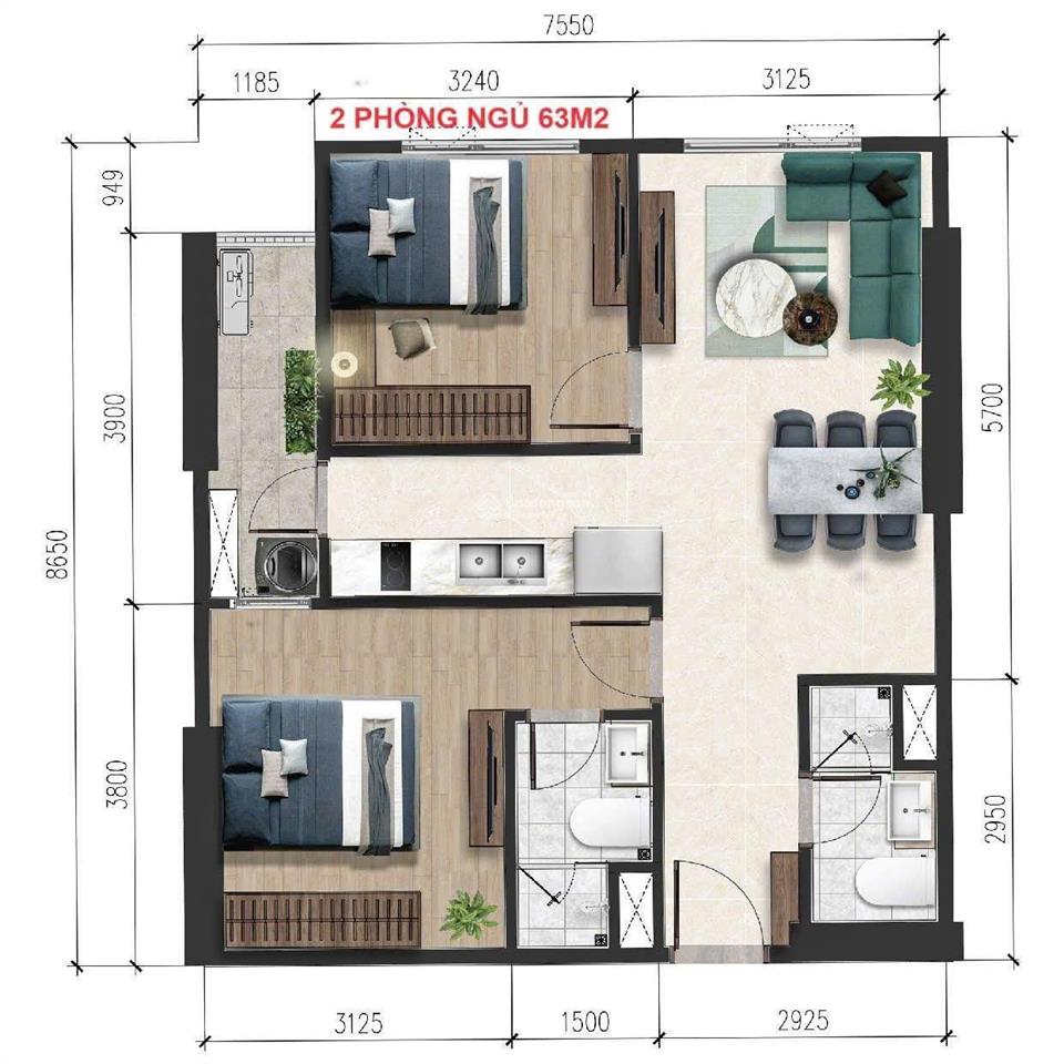 Bán nhanh căn 2pn 1wc a&t sky garden giá 2,349 tỷ, hỗ trợ vay 80%