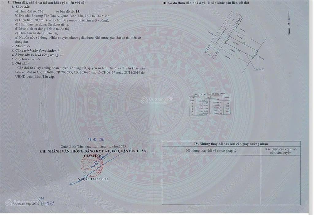 Bán 71m2 đất thổ cư hxh trần văn giàu, phường tân tạo (q. bình tân cũ), giá chỉ 5 tỷ 150