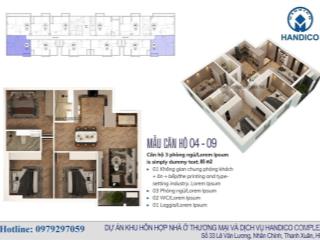 Tôi chính chủ cần bán căn góc 3pn 2404 (tầng 24) chung cư handico complex  33 lê văn lương