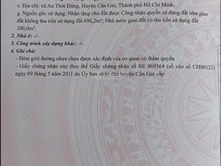 Bán gấp đất 996m² ,300m² thổ cư, tại ngọc ngà đường rộng 6m², an thới đông, cần giờ  0906 819 ***