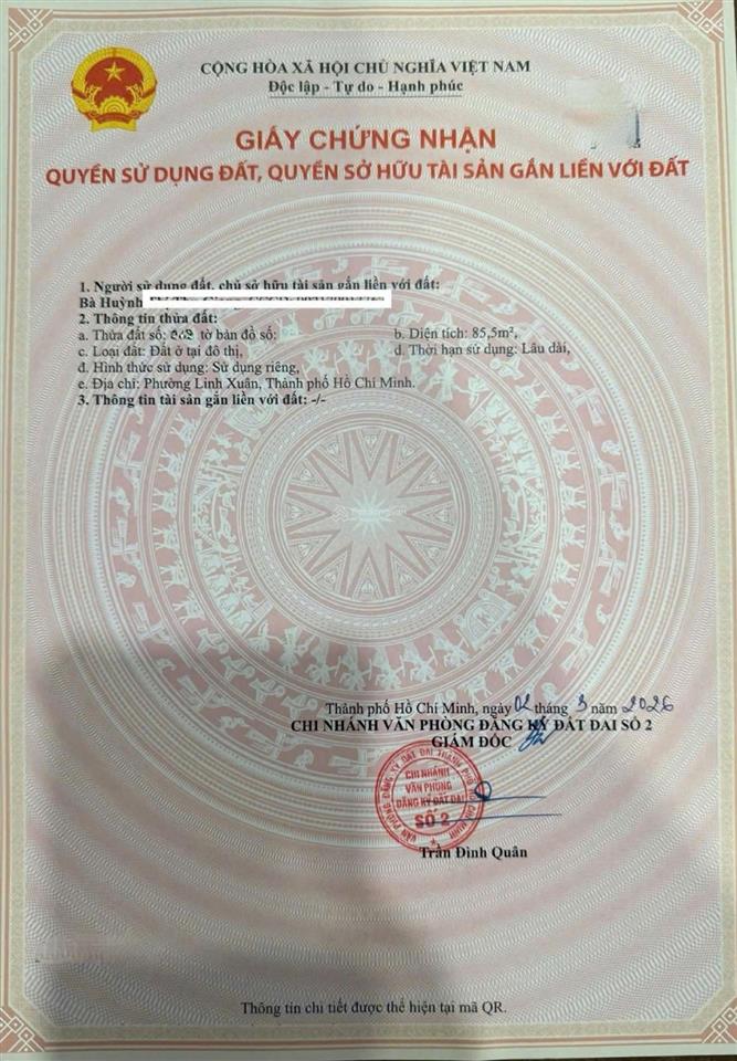 Bán đất gần đường số 11 linh xuân, tp.thủ đức 85m2 chỉ 4ty550 tl, hxh thông