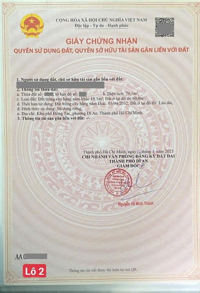 Bán đất sau lưng chợ dĩ an 1, ngang 6x14m chỉ 3ty450 tl