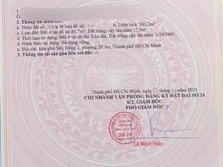 Bán đất dĩ an sát trung tâm hành chính 5x21m chỉ 5ty5 tl