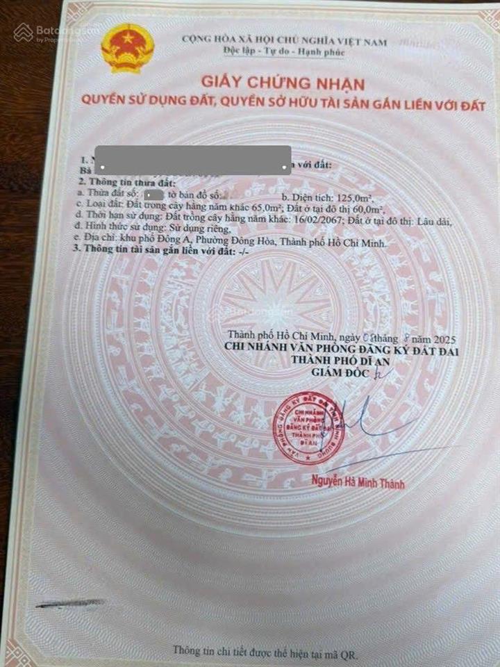 Bán nhà 1 trệt 2 lầu mt đường kinh doanh ngay hội trường đông hòa, 125m2 sân ô tô