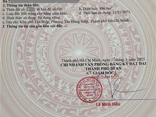 Bán đất rẻ tân bình, dĩ an ngang 11x45m, chỉ 6,3 tỷ tl, xây biệt thự vườn ok