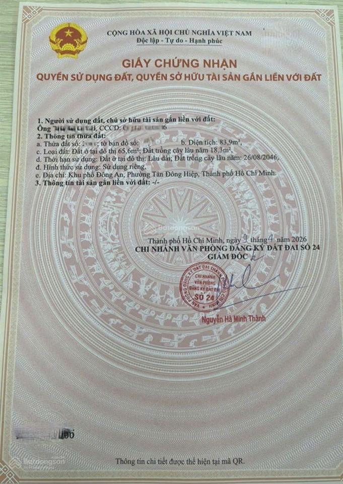 Bán đất mt đường bùi thị cội ngang 4,3x20m chỉ 4ty380 tl