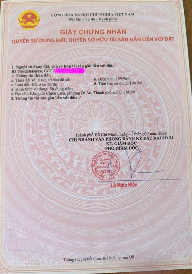 Bán nhà 1 trệt lầu, 6 phòng sau, gần ngã tư chiêu liêu thu nhập 15tr/tháng