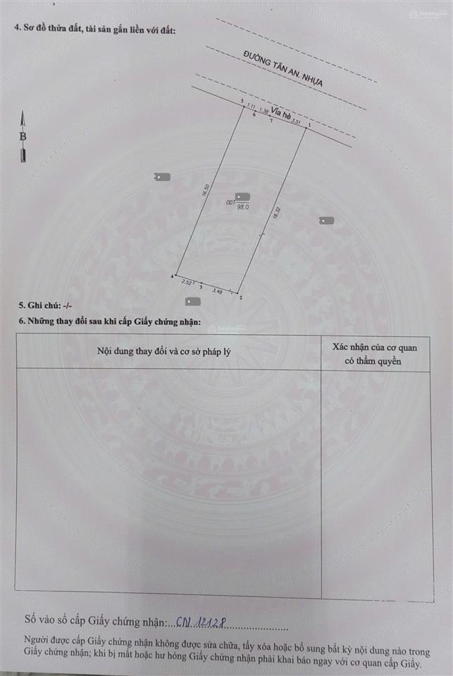 Bán dãy trọ mt đường tân an ngang 6x16,5m, gần ngã tư bình thung 4ty450