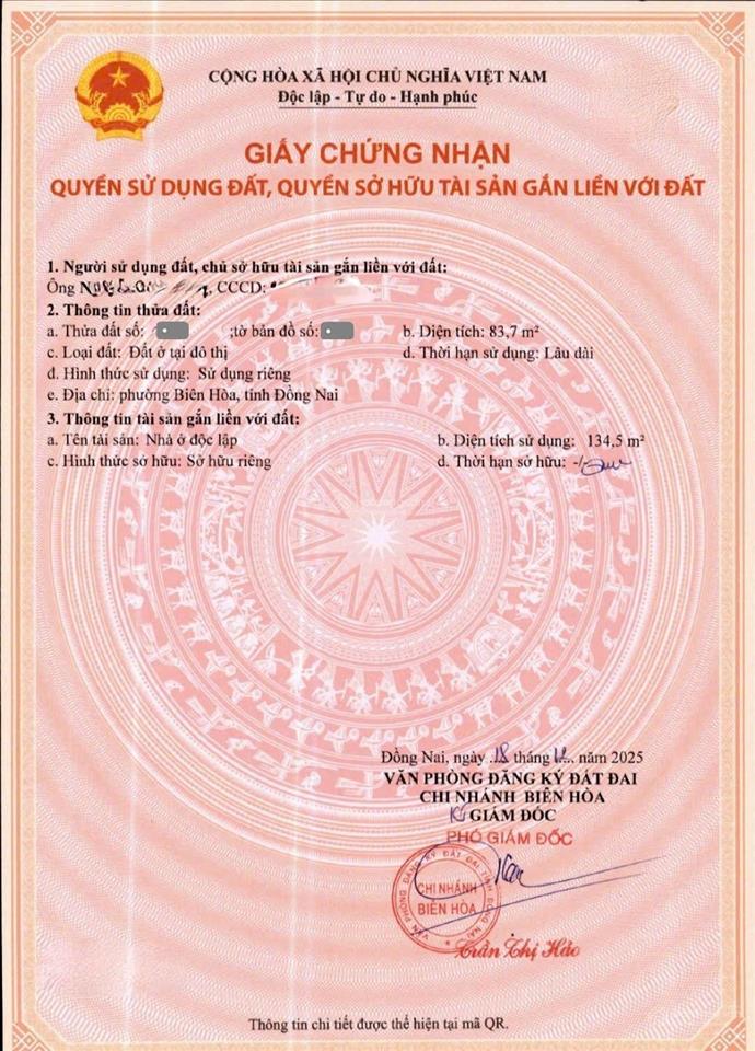 Bán nhà hoàn công sân ô tô, pn dưới, gần chợ hóa an, chỉ 3 tỷ 6 tl